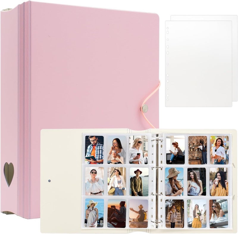 Tugle A4 Kpop Photocard Binder with 25 Pages 9 Pocket, 2x3 inch Kpop Photocard Holder Book, Photo Album for Fujifilm Instax Mini Camera Polaroid Printer Photo Film (Pink) - Image 1